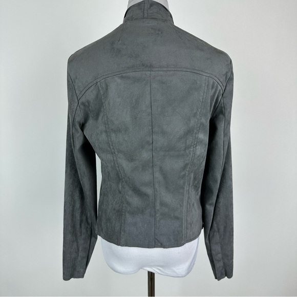 Kut From The Kloth Tayanita Gray Cascade Collar Faux Suede Jacket Size Small - Picture 10 of 14